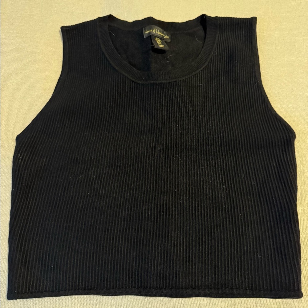 House of Harlow 1960 Black Ribbed Tank Top